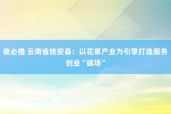 夜必撸 云南省姚安县：以花草产业为引擎打造服务创业“磁场”