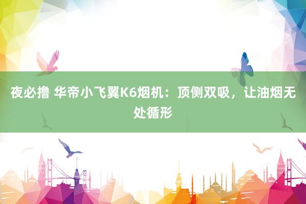 夜必撸 华帝小飞翼K6烟机：顶侧双吸，让油烟无处循形