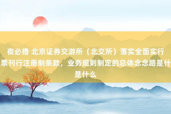 夜必撸 北京证券交游所（北交所）落实全面实行股票刊行注册制条款，业务规则制定的总体念念路是什么