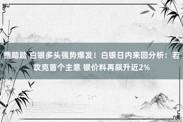 撸踏踏 白银多头强势爆发！白银日内来回分析：若攻克首个主意 银价料再飙升近2%