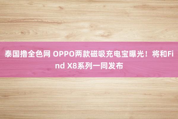 泰国撸全色网 OPPO两款磁吸充电宝曝光！将和Find X8系列一同发布