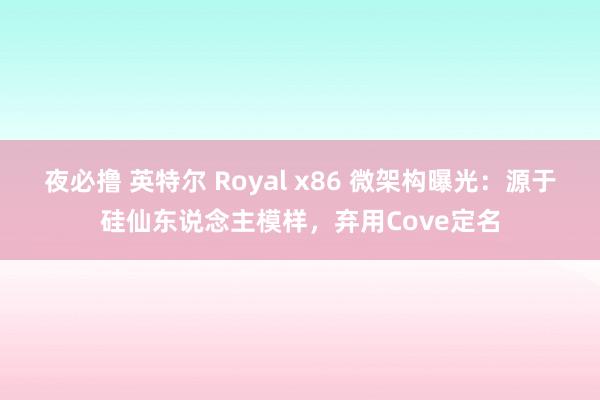 夜必撸 英特尔 Royal x86 微架构曝光：源于硅仙东说念主模样，弃用Cove定名