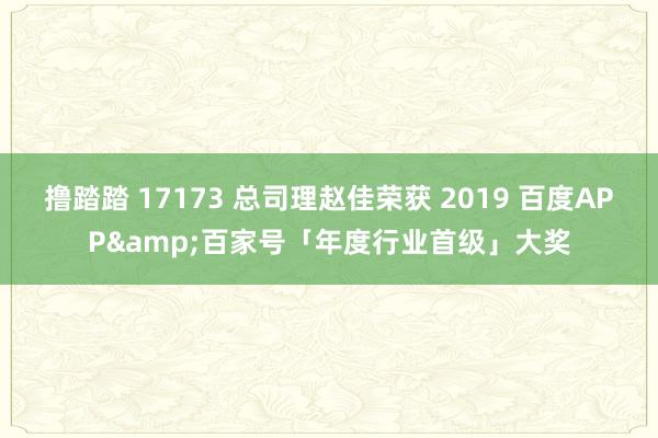 撸踏踏 17173 总司理赵佳荣获 2019 百度APP&百家号「年度行业首级」大奖