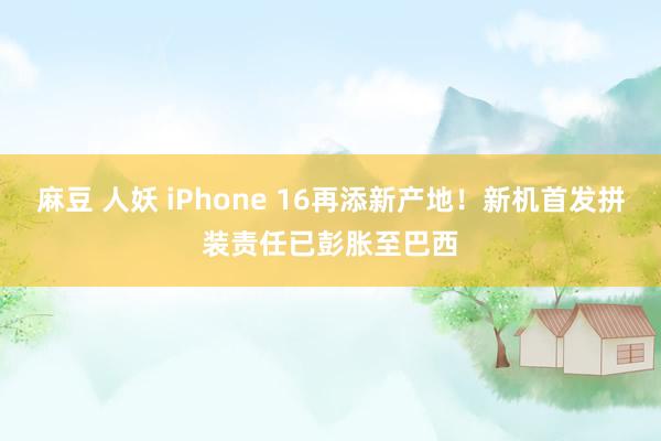 麻豆 人妖 iPhone 16再添新产地！新机首发拼装责任已彭胀至巴西