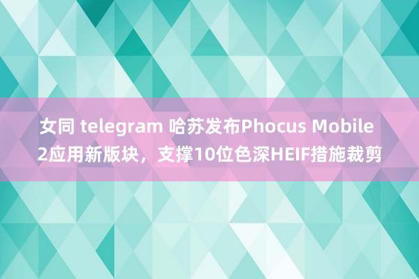 女同 telegram 哈苏发布Phocus Mobile 2应用新版块，支撑10位色深HEIF措施裁剪