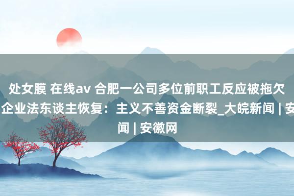 处女膜 在线av 合肥一公司多位前职工反应被拖欠工资 企业法东谈主恢复：主义不善资金断裂_大皖新闻 | 安徽网