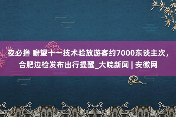 夜必撸 瞻望十一技术验放游客约7000东谈主次，合肥边检发布出行提醒_大皖新闻 | 安徽网