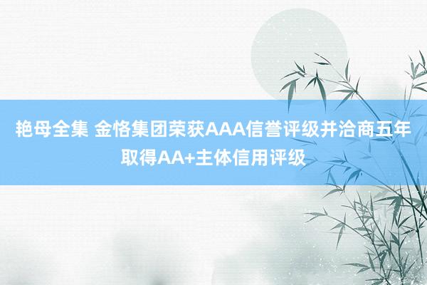 艳母全集 金恪集团荣获AAA信誉评级并洽商五年取得AA+主体信用评级