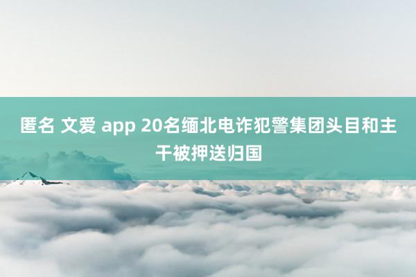 匿名 文爱 app 20名缅北电诈犯警集团头目和主干被押送归国