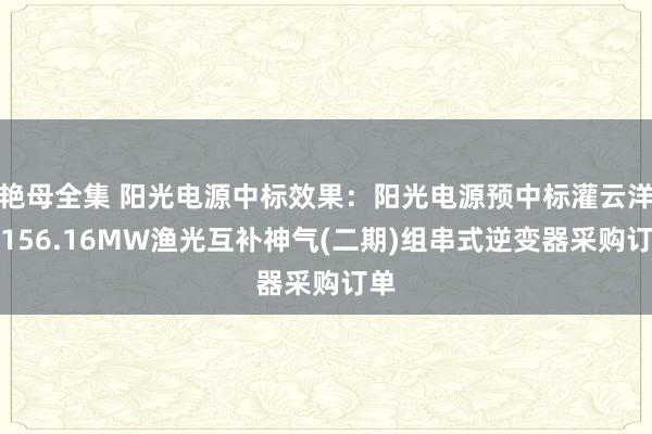 艳母全集 阳光电源中标效果：阳光电源预中标灌云洋桥156.16MW渔光互补神气(二期)组串式逆变器采购订单