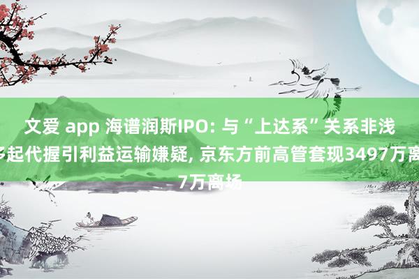 文爱 app 海谱润斯IPO: 与“上达系”关系非浅， 多起代握引利益运输嫌疑， 京东方前高管套现3497万离场