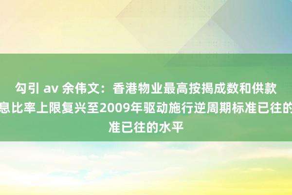 勾引 av 余伟文：香港物业最高按揭成数和供款与入息比率上限复兴至2009年驱动施行逆周期标准已往的水平