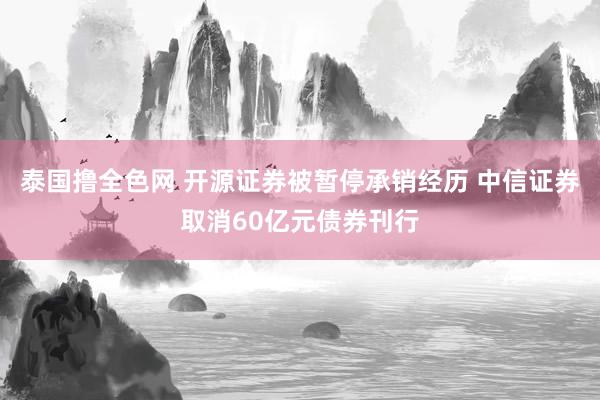 泰国撸全色网 开源证券被暂停承销经历 中信证券取消60亿元债券刊行