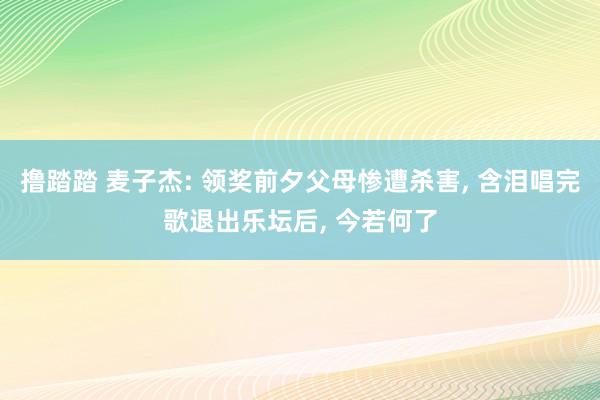 撸踏踏 麦子杰: 领奖前夕父母惨遭杀害, 含泪唱完歌退出乐坛后, 今若何了