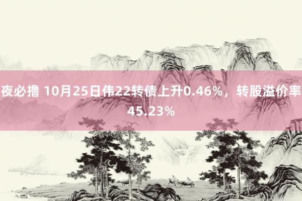 夜必撸 10月25日伟22转债上升0.46%，转股溢价率45.23%