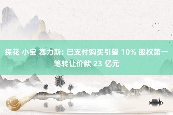 探花 小宝 赛力斯: 已支付购买引望 10% 股权第一笔转让价款 23 亿元