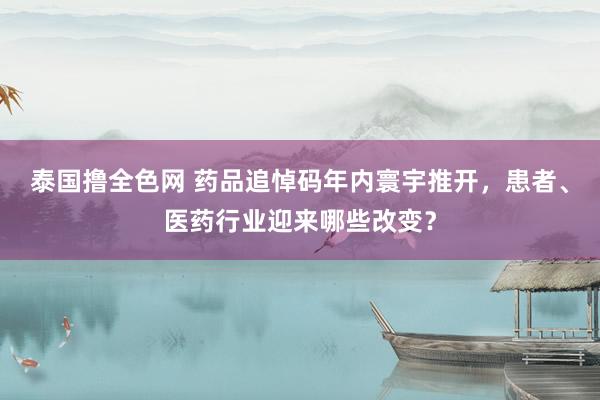 泰国撸全色网 药品追悼码年内寰宇推开，患者、医药行业迎来哪些改变？