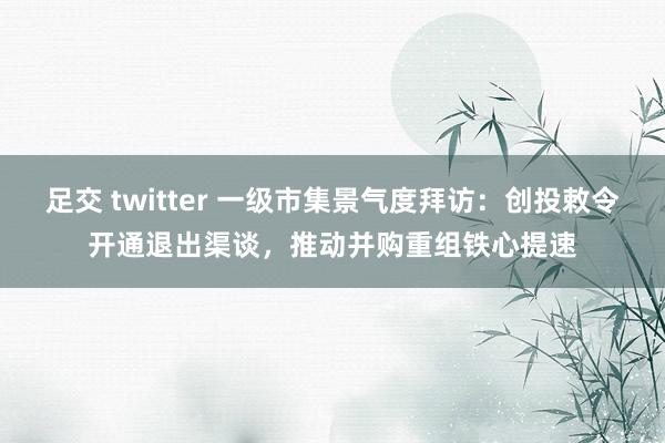 足交 twitter 一级市集景气度拜访：创投敕令开通退出渠谈，推动并购重组铁心提速