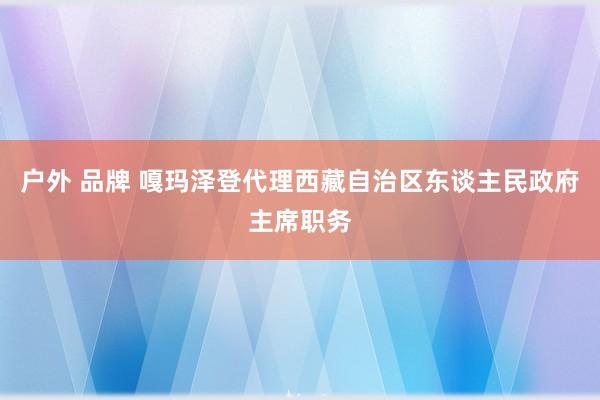 户外 品牌 嘎玛泽登代理西藏自治区东谈主民政府主席职务