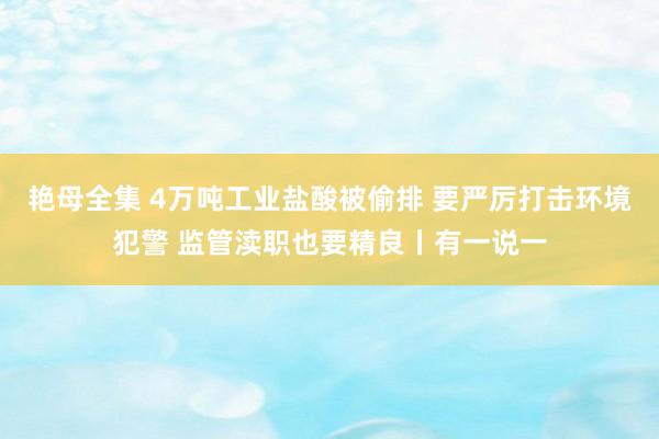 艳母全集 4万吨工业盐酸被偷排 要严厉打击环境犯警 监管渎职也要精良丨有一说一