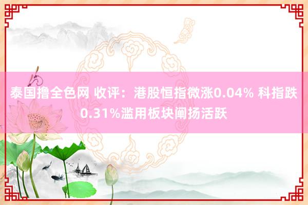 泰国撸全色网 收评：港股恒指微涨0.04% 科指跌0.31%滥用板块阐扬活跃