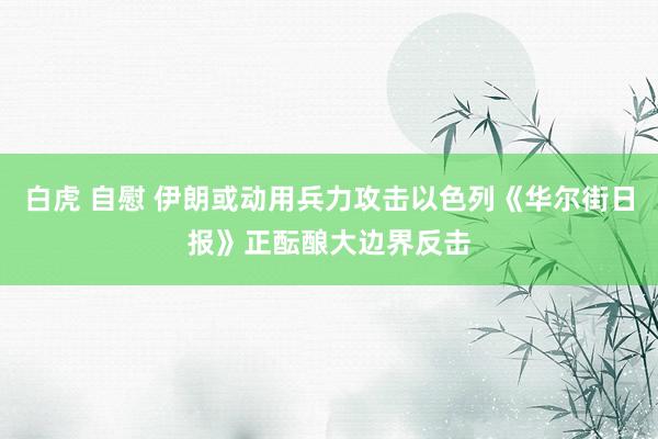 白虎 自慰 伊朗或动用兵力攻击以色列《华尔街日报》正酝酿大边界反击