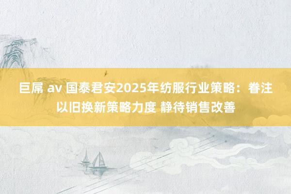 巨屌 av 国泰君安2025年纺服行业策略：眷注以旧换新策略力度 静待销售改善