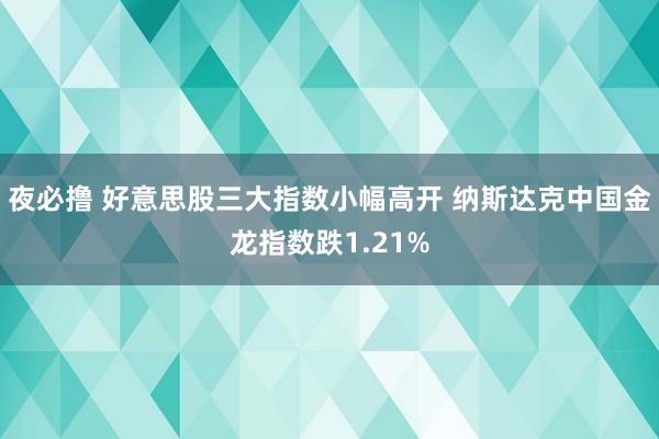 夜必撸 好意思股三大指数小幅高开 纳斯达克中国金龙指数跌1.21%