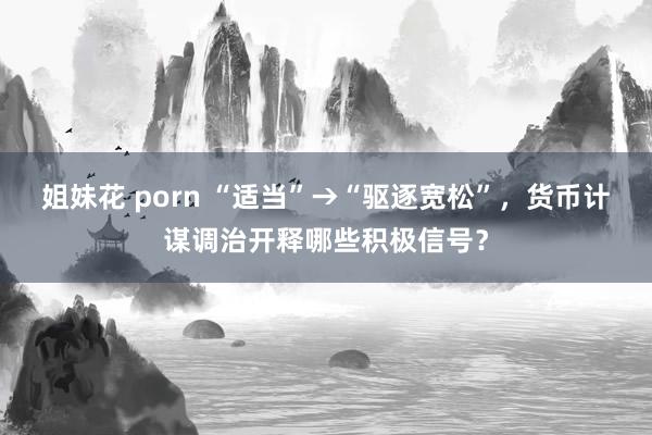 姐妹花 porn “适当”→“驱逐宽松”，货币计谋调治开释哪些积极信号？