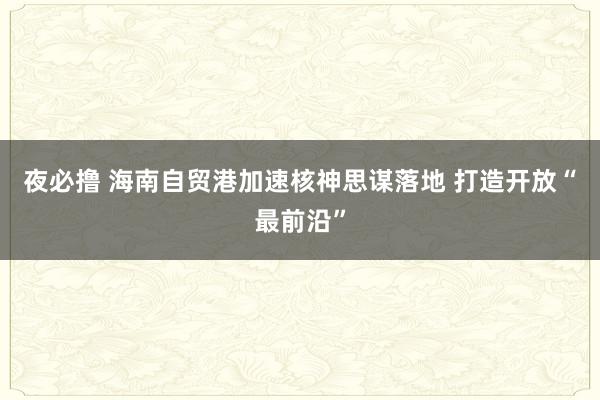 夜必撸 海南自贸港加速核神思谋落地 打造开放“最前沿”