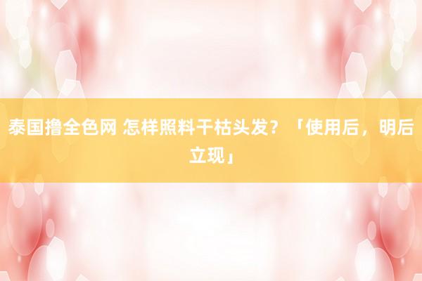 泰国撸全色网 怎样照料干枯头发？「使用后，明后立现」