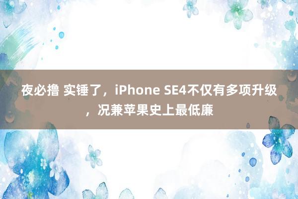 夜必撸 实锤了，iPhone SE4不仅有多项升级，况兼苹果史上最低廉